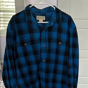 Duluth Trading Co. Navy and Black Checkered Shirt